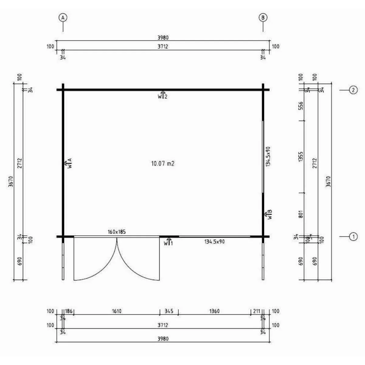 Alpholz Gartenhaus Gabriel-34, 34 mm Wände, großzügiger Raum — 10,07 m² Grundfläche 5