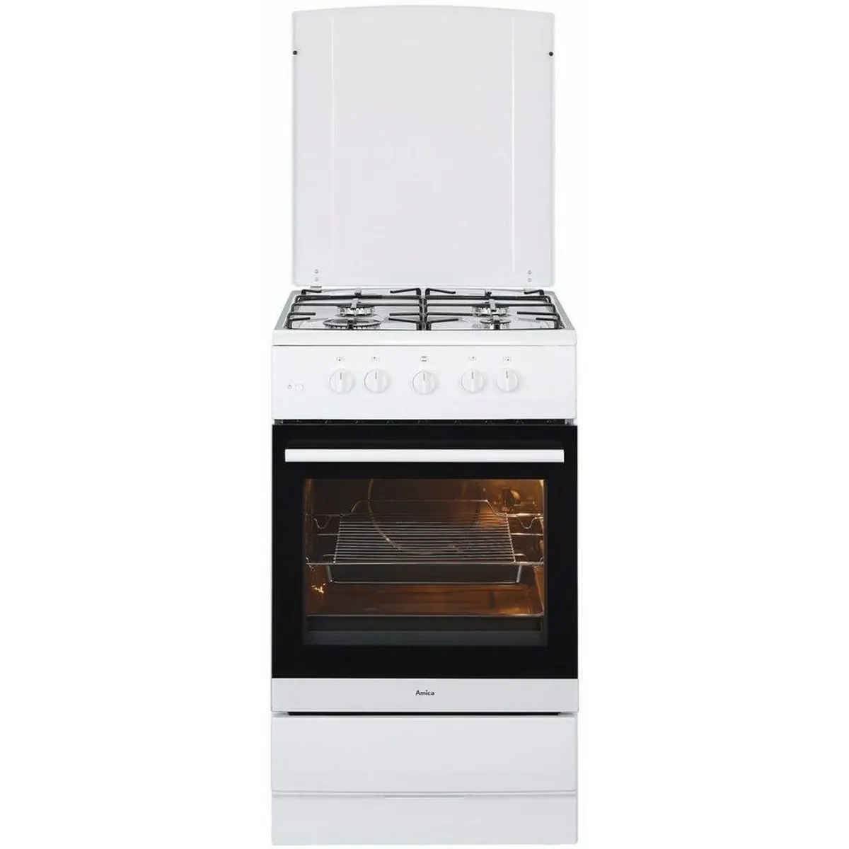 Amica SHGG 11559 W Gas-Standherd, klassisches Kochen mit Gasflamme