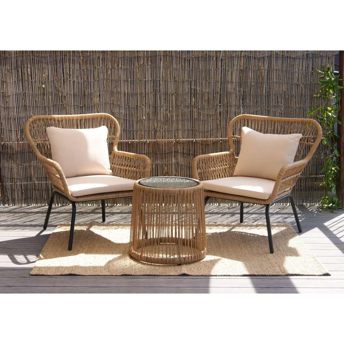 animal-design Balkonset, 3-tlg, stilvolle Sitzgruppe für Garten und Balkon 3