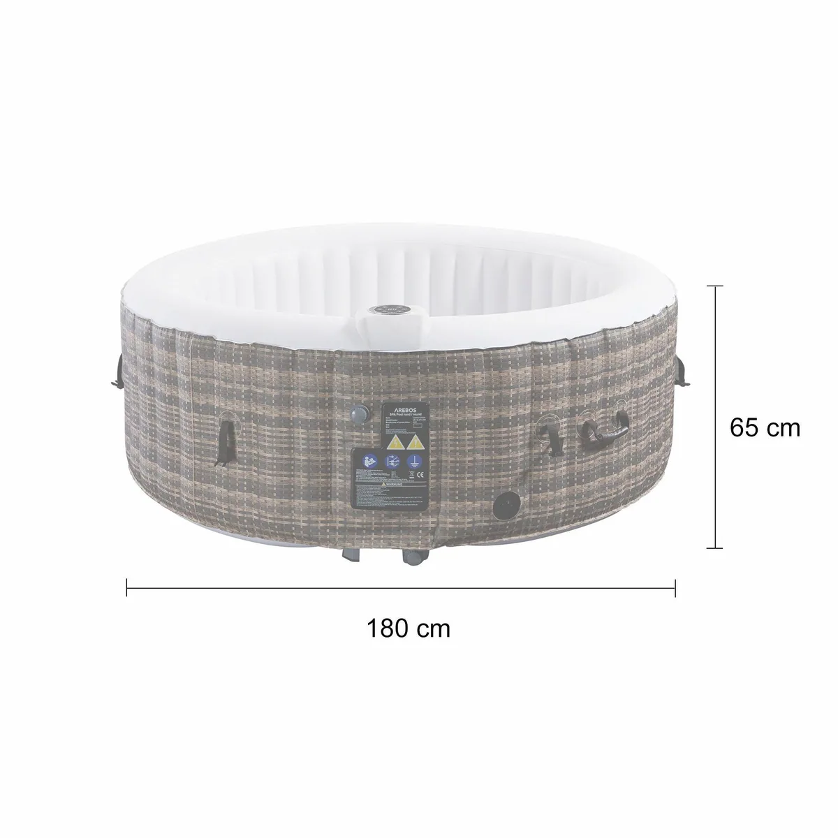 Arebos Aufblasbarer Whirlpool, für 4 Personen, 180 cm Durchmesser, inklusive Zubehör 4