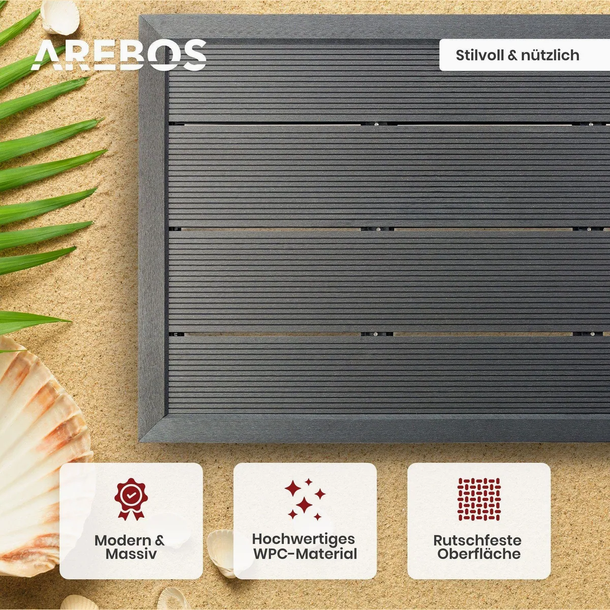 Arebos Solardusche 40L mit Bodenelement, integriertes Thermometer & Fußdusche 4