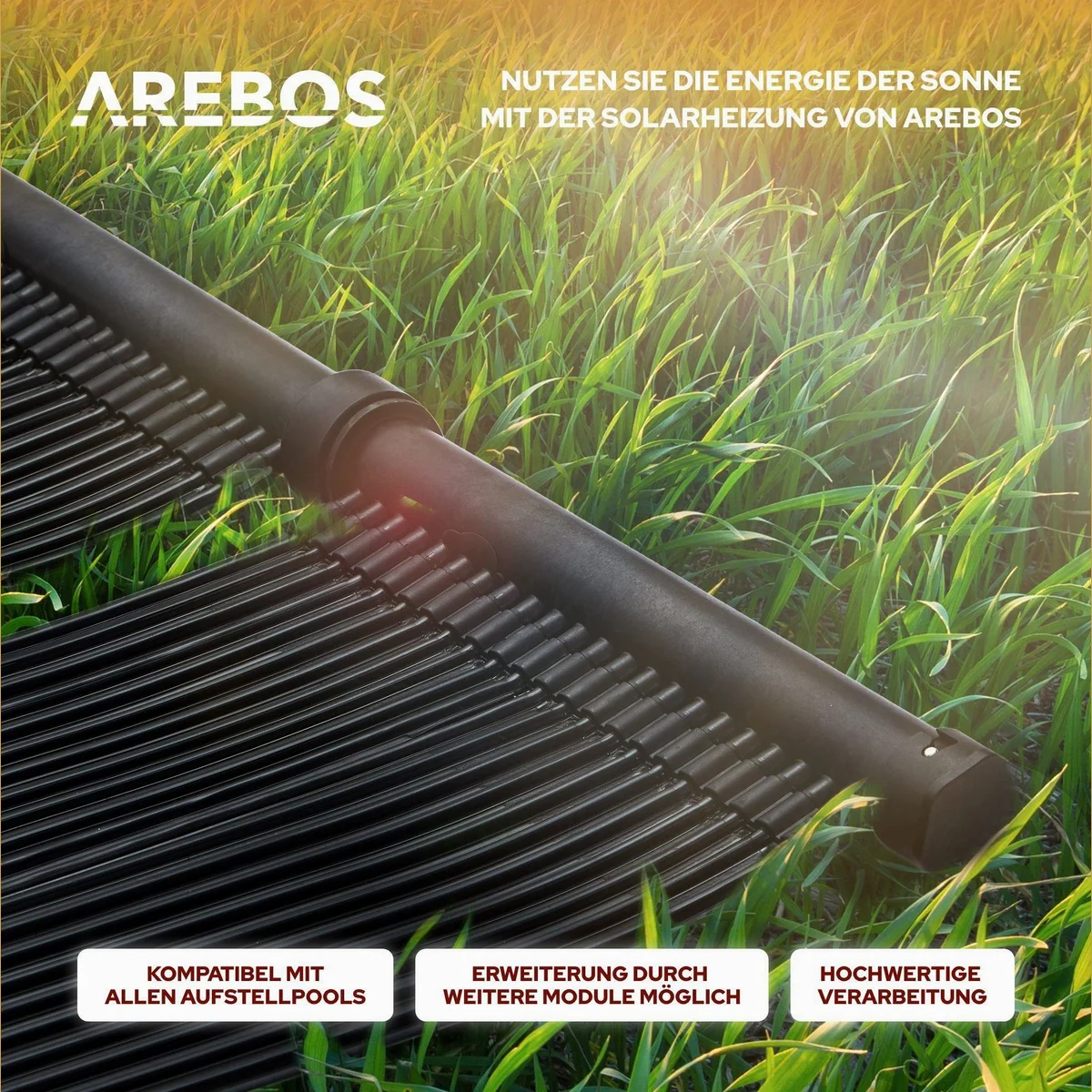 Arebos Pool-Solarkollektor, energiesparend, robust und erweiterbar 3