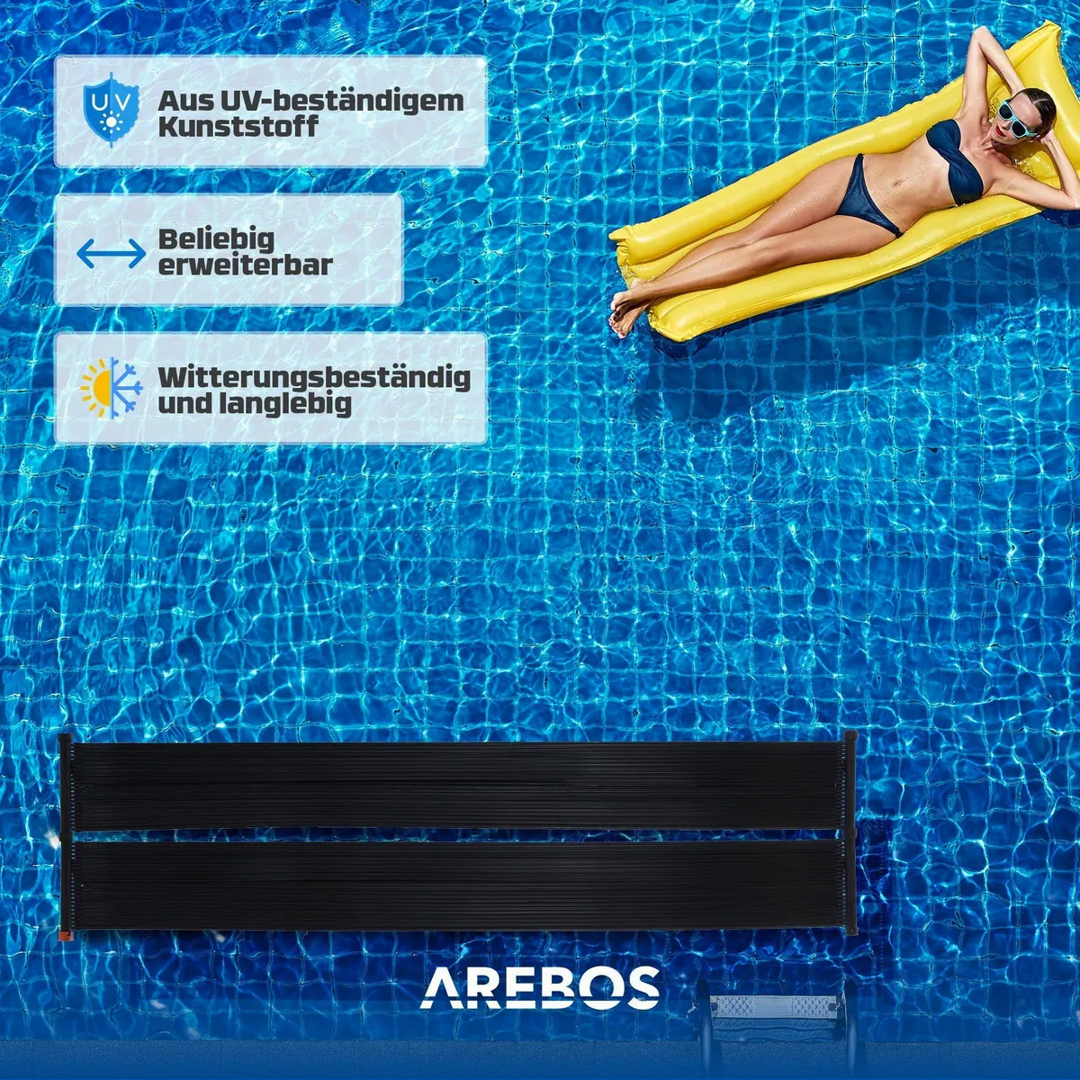Arebos Pool-Solarkollektor, energiesparend, robust und erweiterbar 4