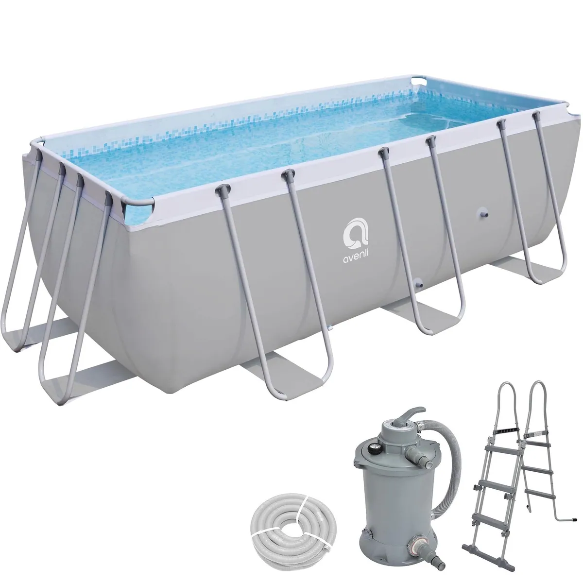 Avenli Framepool Set 400 x 200 x 99 cm, inkl. Sandfilterpumpe und Leiter
