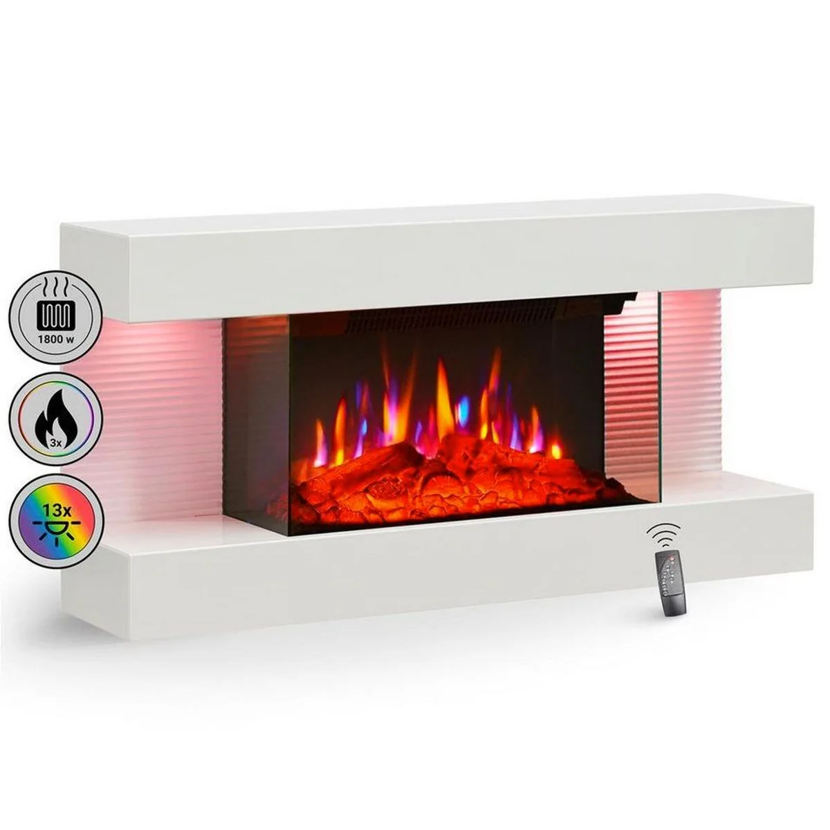Balderia Elektrokamin Ida, 3D Flammeneffekt, 1800 W Heizleistung, LED-Ambientebeleuchtung