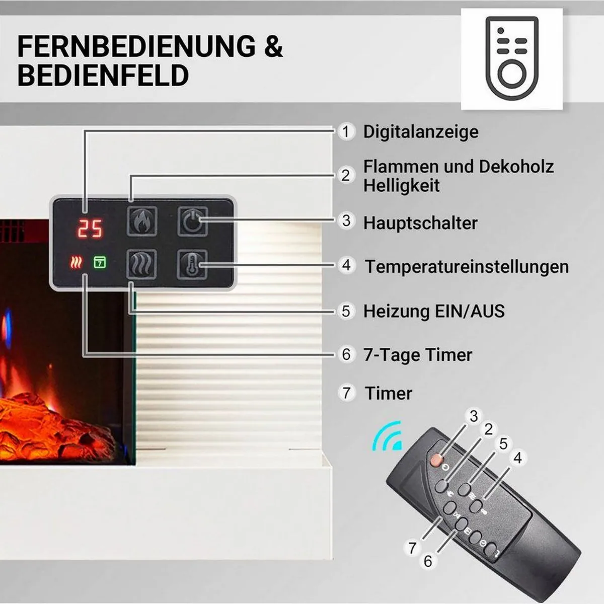 Balderia Elektrokamin Ida, 3D Flammeneffekt, 1800 W Heizleistung, LED-Ambientebeleuchtung 4