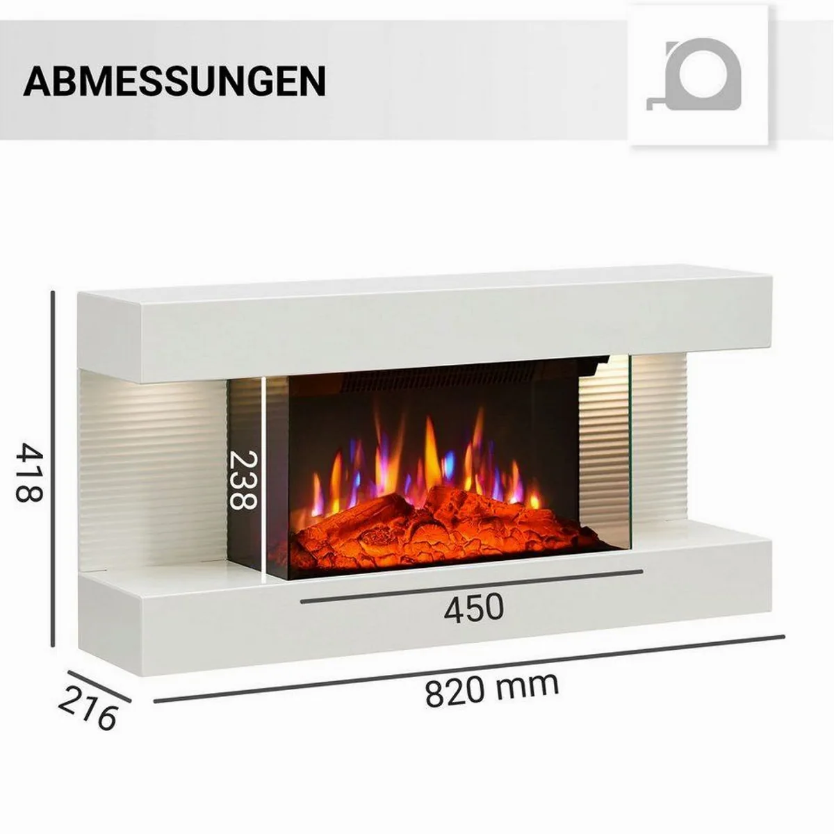 Balderia Elektrokamin Ida, 3D Flammeneffekt, 1800 W Heizleistung, LED-Ambientebeleuchtung 5