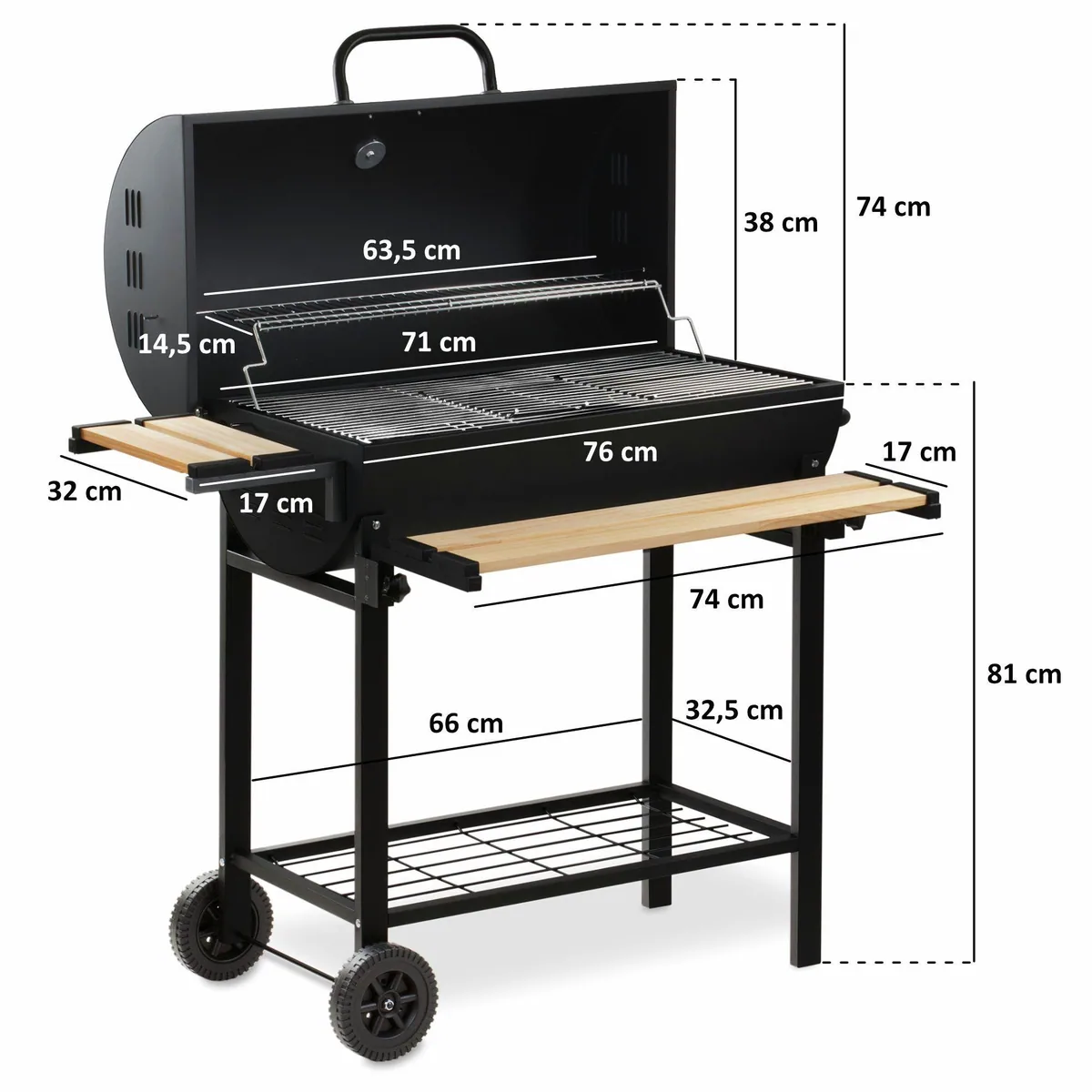 BBQ-Toro Holzkohlegrill Grillwagen, vielseitig und fahrbar, inkl. Thermometer 3