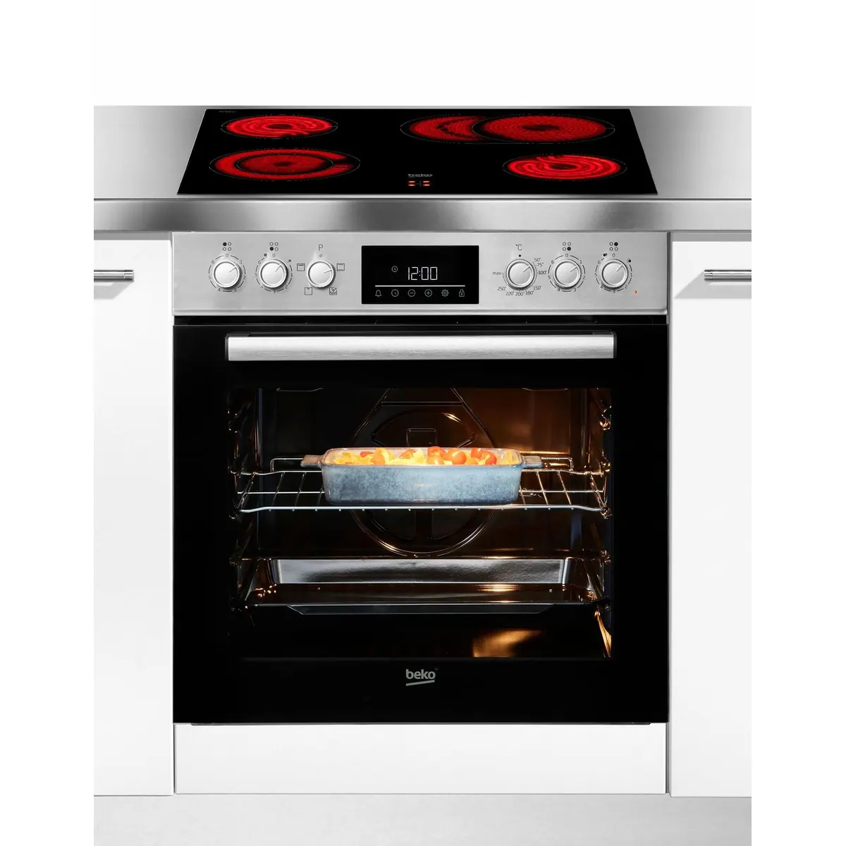 BEKO BBUC1132T0X Elektro-Herd-Set, 4 Beheizungsarten, 74 l Backofen, SteamShine-Reinigung 4