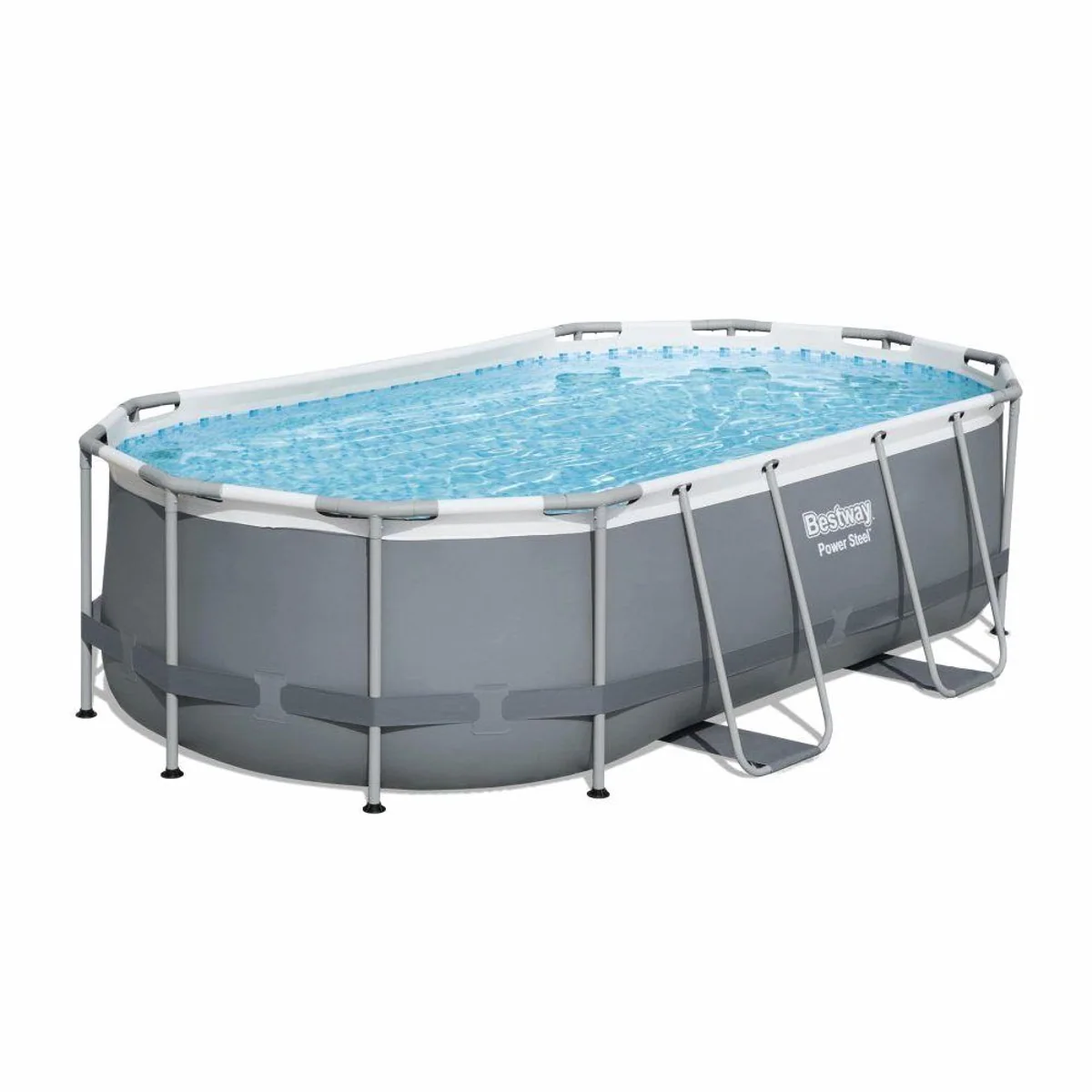 Bestway Power Steel Pool Komplettset, oval, robustes TriTech-Material, inkl. Filterpumpe — 427 x 250 x 100 cm