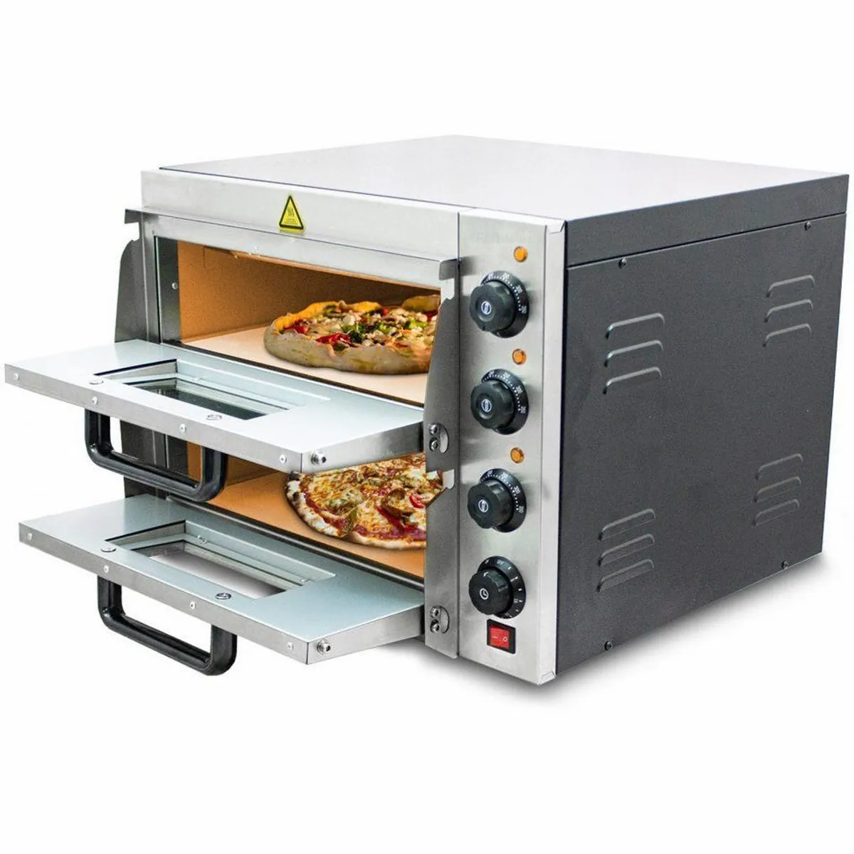 Bituxx Pizzaofen Doppel 3000W, 2 Kammern, bis 350 °C