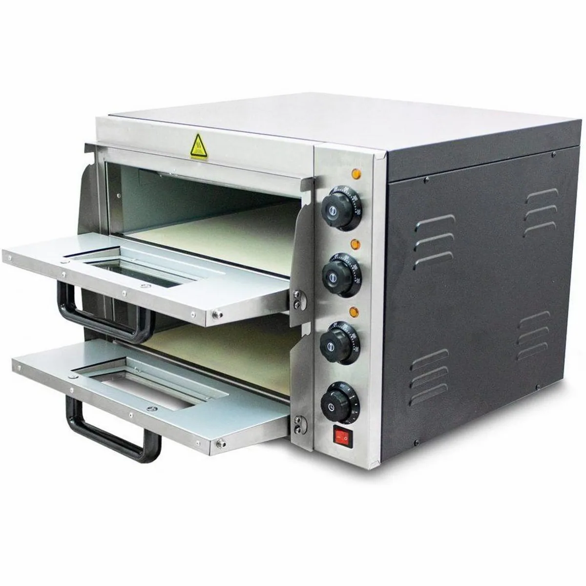 Bituxx Pizzaofen Doppel 3000W, 2 Kammern, bis 350 °C 2