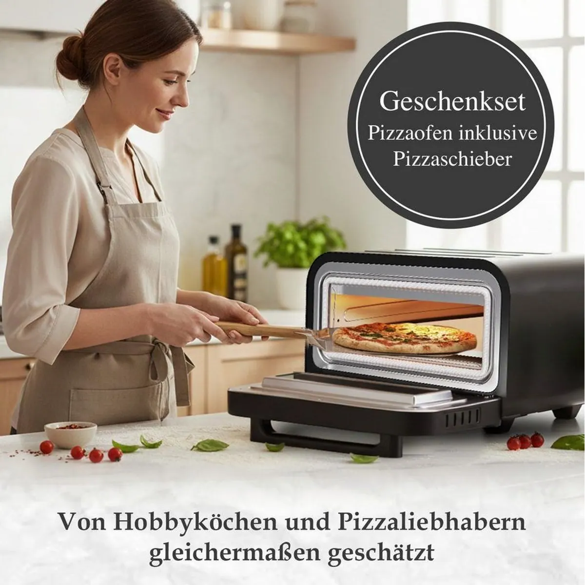 Bolkani Pizzaofen PM120T, hohe Temperaturen bis 450 °C, integrierter Pizzastein 2
