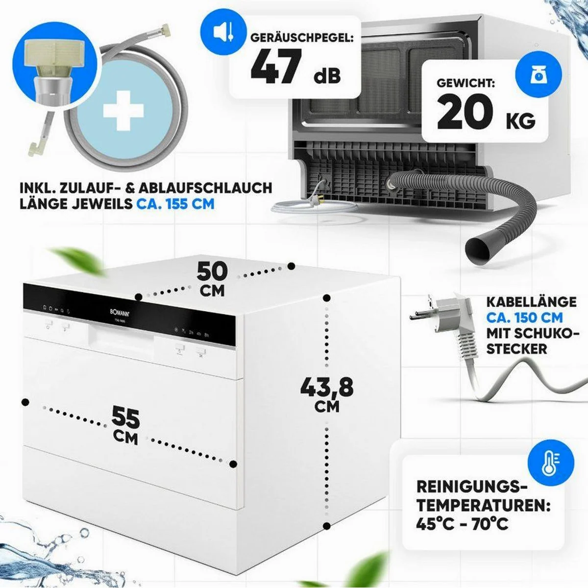 BOMANN TSG 7405 Tischgeschirrspüler, kompakt, 5 Programme, energieeffizient 4