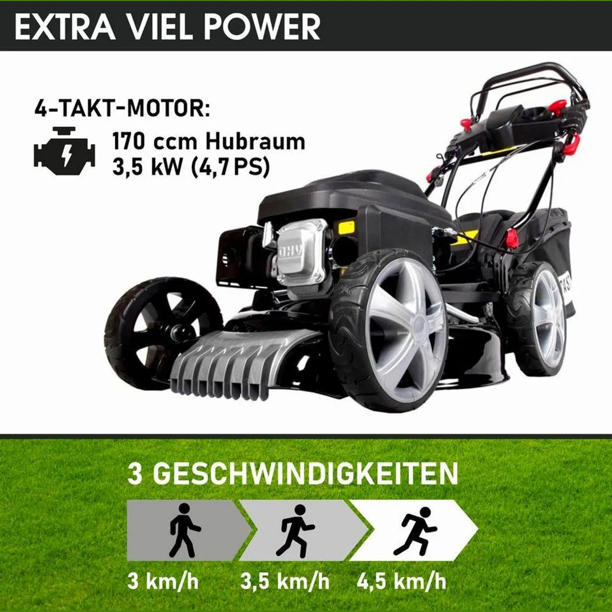 BRAST Benzinrasenmäher 46cm, 3,5kW Elektrostart, 4in1 Funktion 2