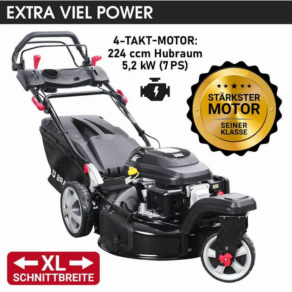 BRAST Trike Rasenmäher, 5,2 kW Motor, 53 cm Schnittbreite, 4in1-Funktion 3