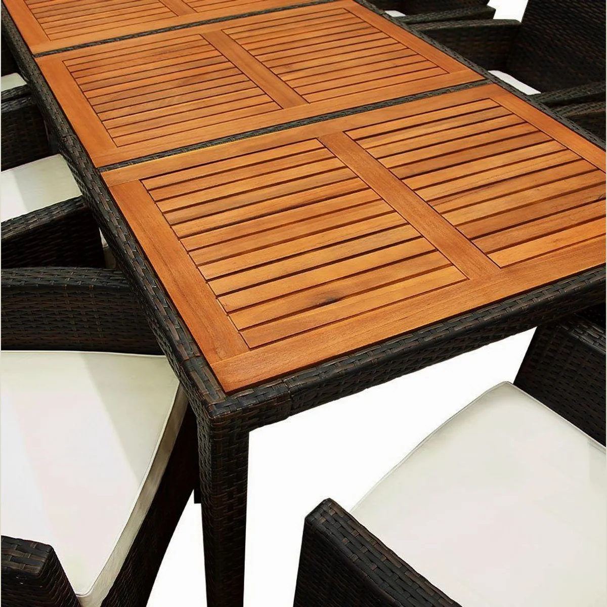 Casaria Palermo Sitzgruppe, Akazienholz Tisch, 8 Stühle mit 7cm Auflagen 5