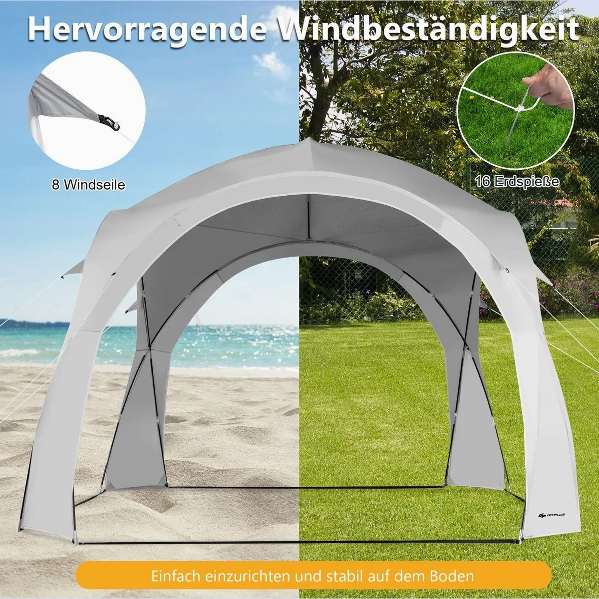COSTWAY Partyzelt, UPF50+ Sonnenschutz, für 6-8 Personen — robust, leicht, vielseitig 3