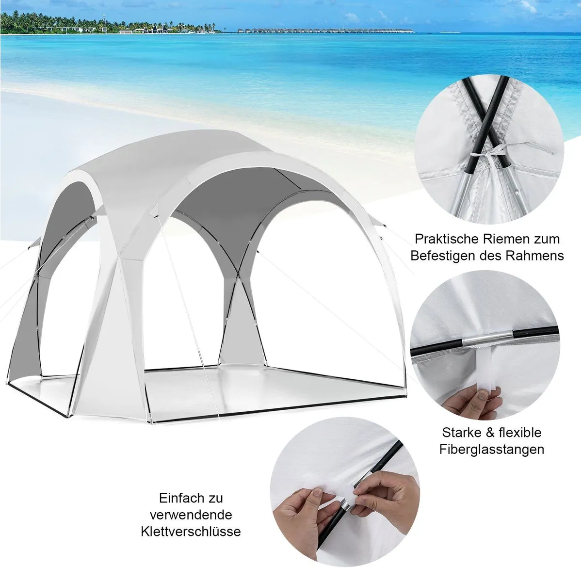 COSTWAY Partyzelt, UPF50+ Sonnenschutz, für 6-8 Personen — robust, leicht, vielseitig 4