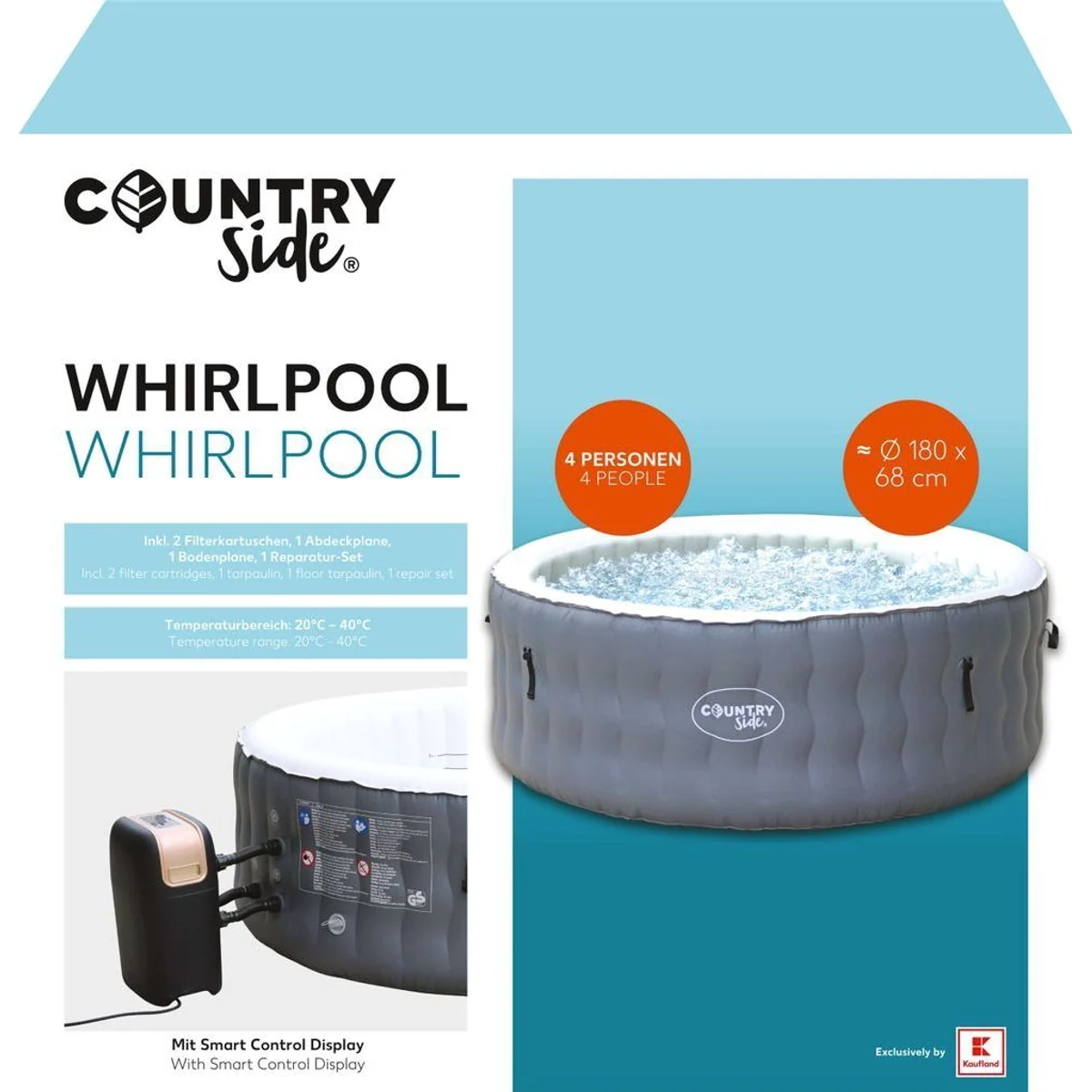 Countryside Whirlpool, aufblasbar, für 2-4 Personen, AirJet-Sprudelmassage 2