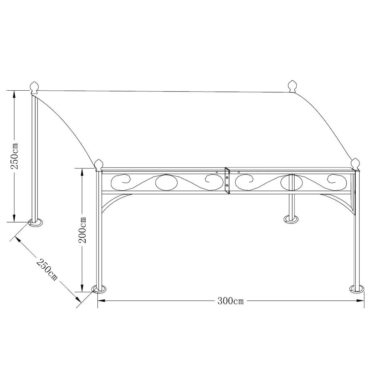 DEGAMO Anbaupavillon MANTOVA, wasserdicht, stabil, elegantes Design — 3 x 2,5 Meter 5