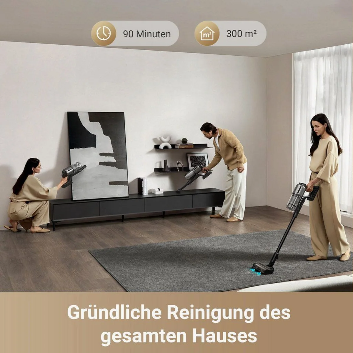 Dreame Z30 Akku-Hand- und Stielstaubsauger, hohe Saugleistung, lange Laufzeit, automatischer Modus 5