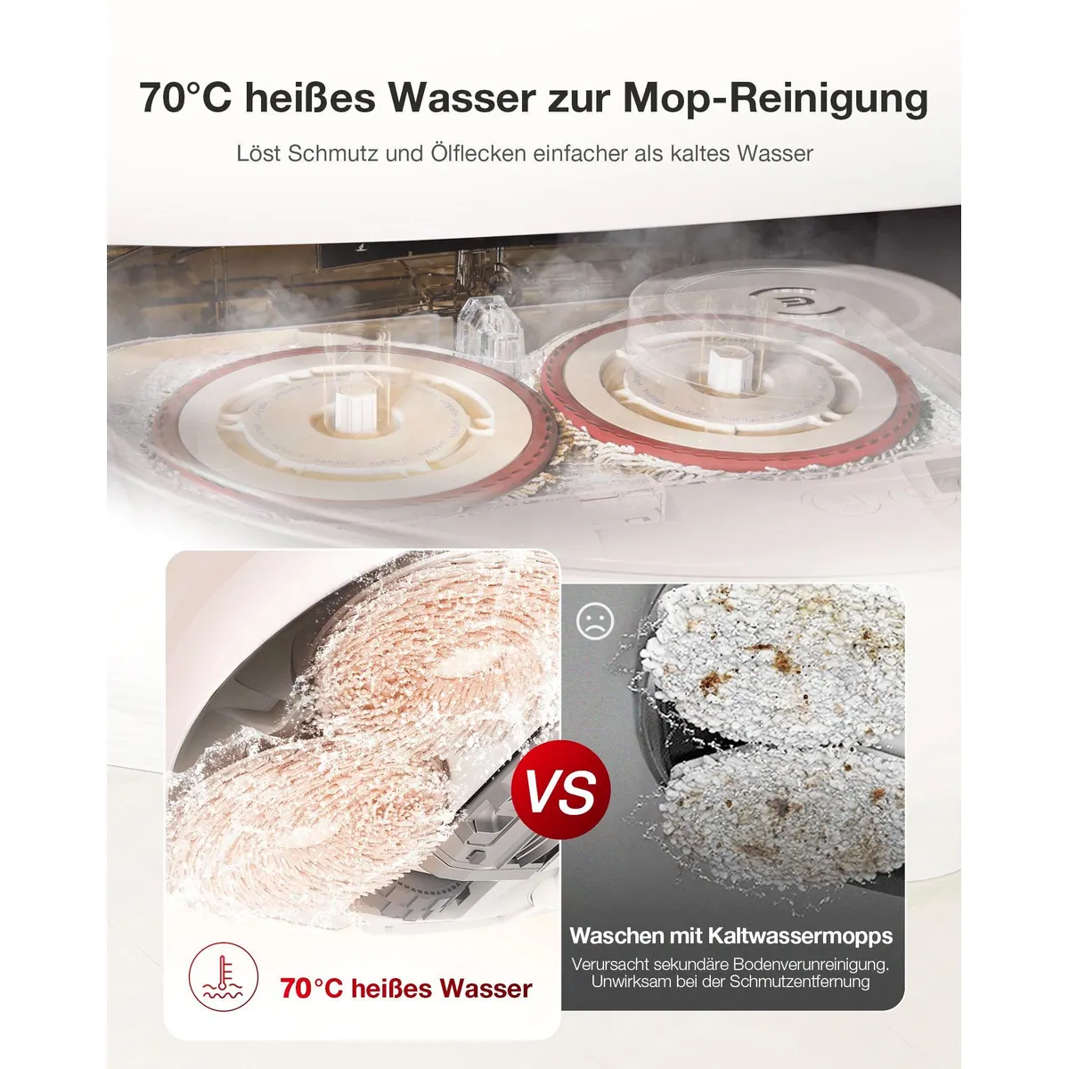 ECOVACS DEEBOT T30 PRO OMNI, starke Saugleistung, innovative Mopptechnologie, automatische Moppreinigung 5