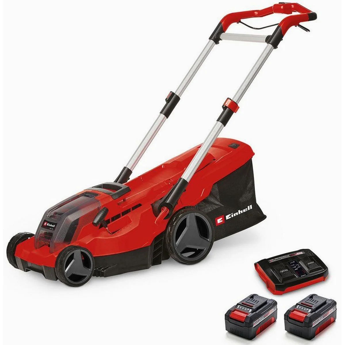 Einhell GP-CM 36/450 Akkurasenmäher, 38 cm Schnittbreite, 2 x 4 Ah Akkus, Twincharger