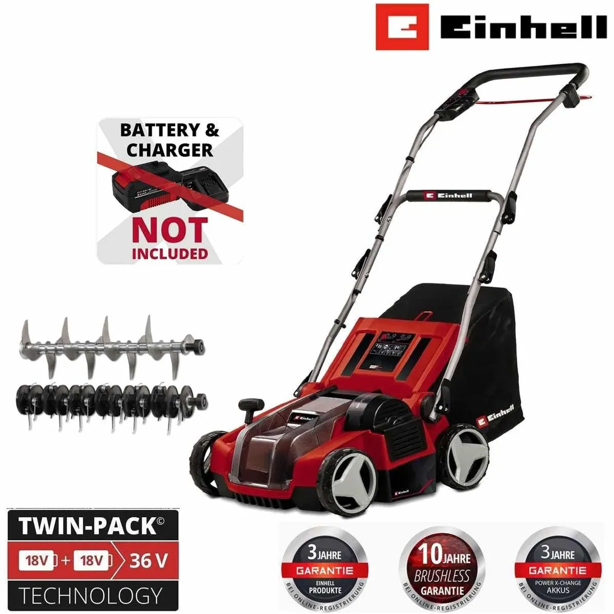 Einhell GE-SA 36/35 Li-Solo Akku-Vertikutierer-Lüfter, 3in1 Funktion, bürstenloser Motor 2