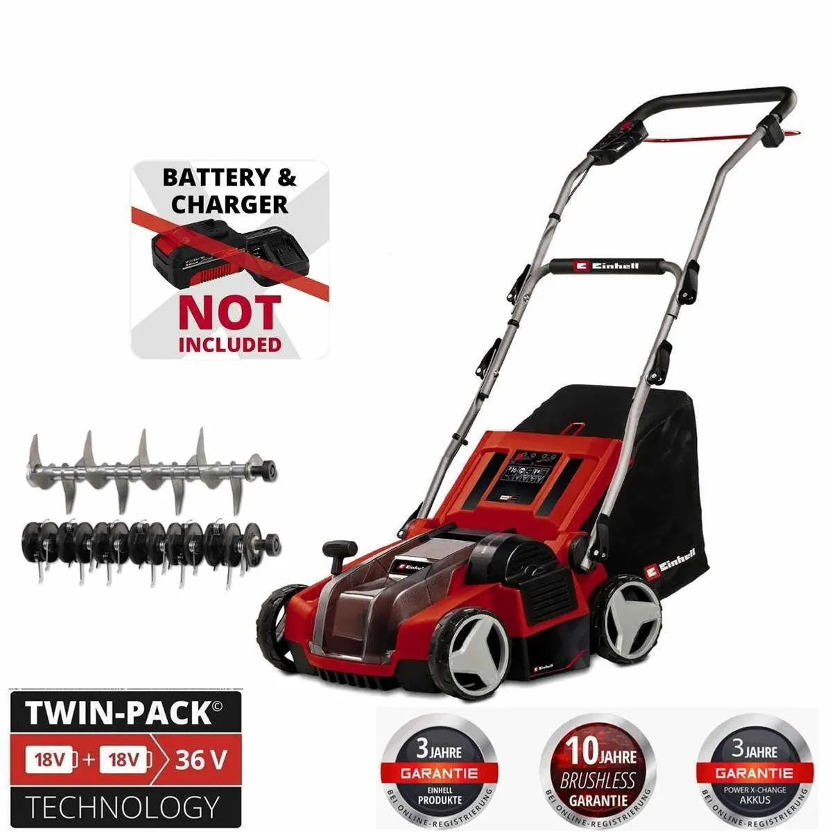 Einhell GE-SA 36/35 Li-Solo Akku-Vertikutierer-Lüfter, 3in1 Funktion, bürstenloser Motor 3