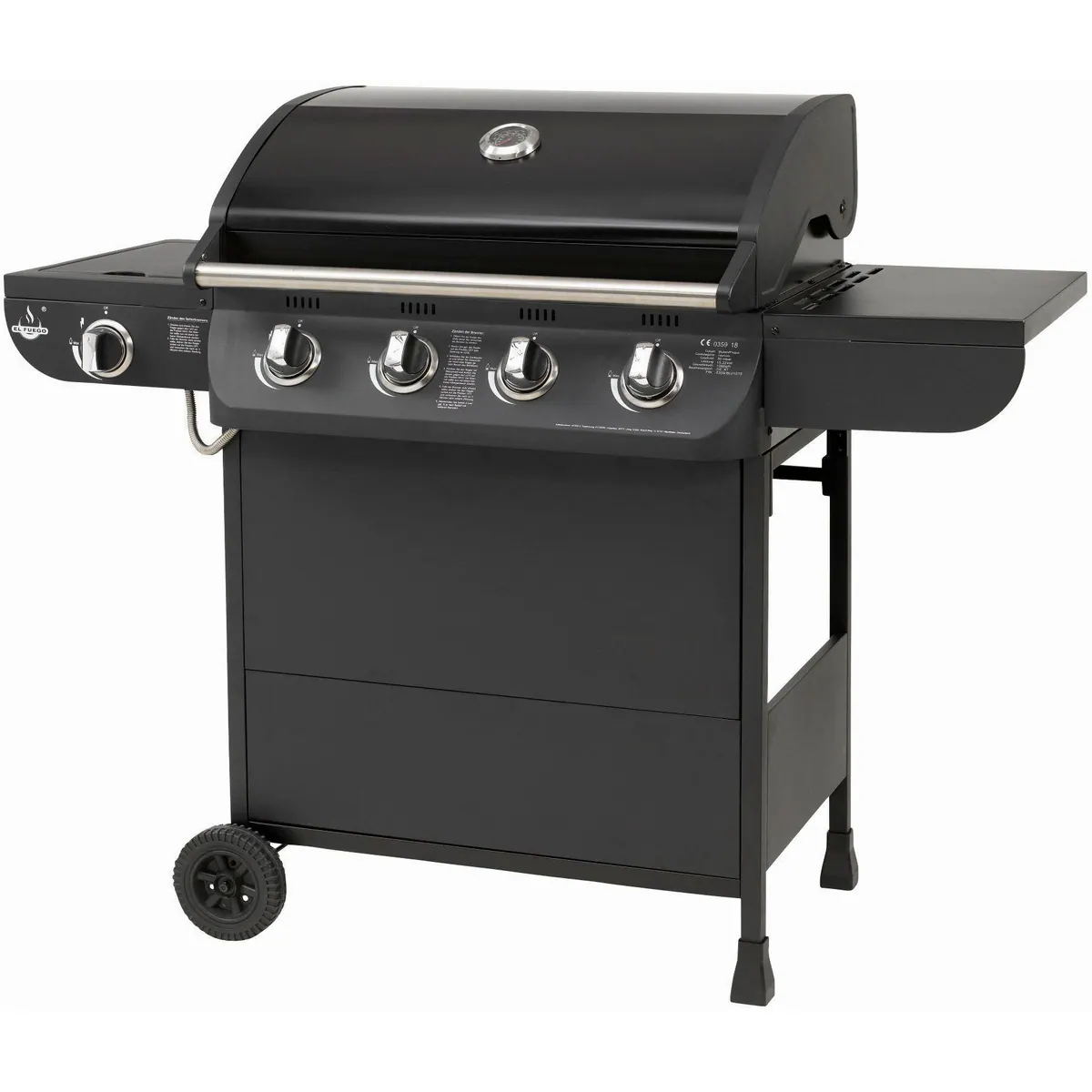 El Fuego Columbus 4+1 Gasgrill, 5 Edelstahl-Brenner, inkl. Seitenbrenner 2