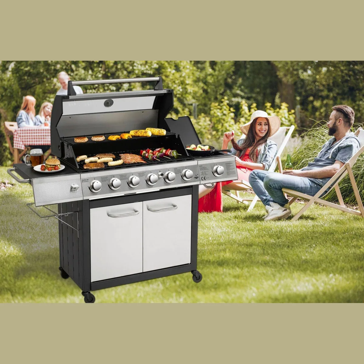 El Fuego Gasgrill Long Beach, 7 Brenner, Piezozündung, Gusseisenroste 2