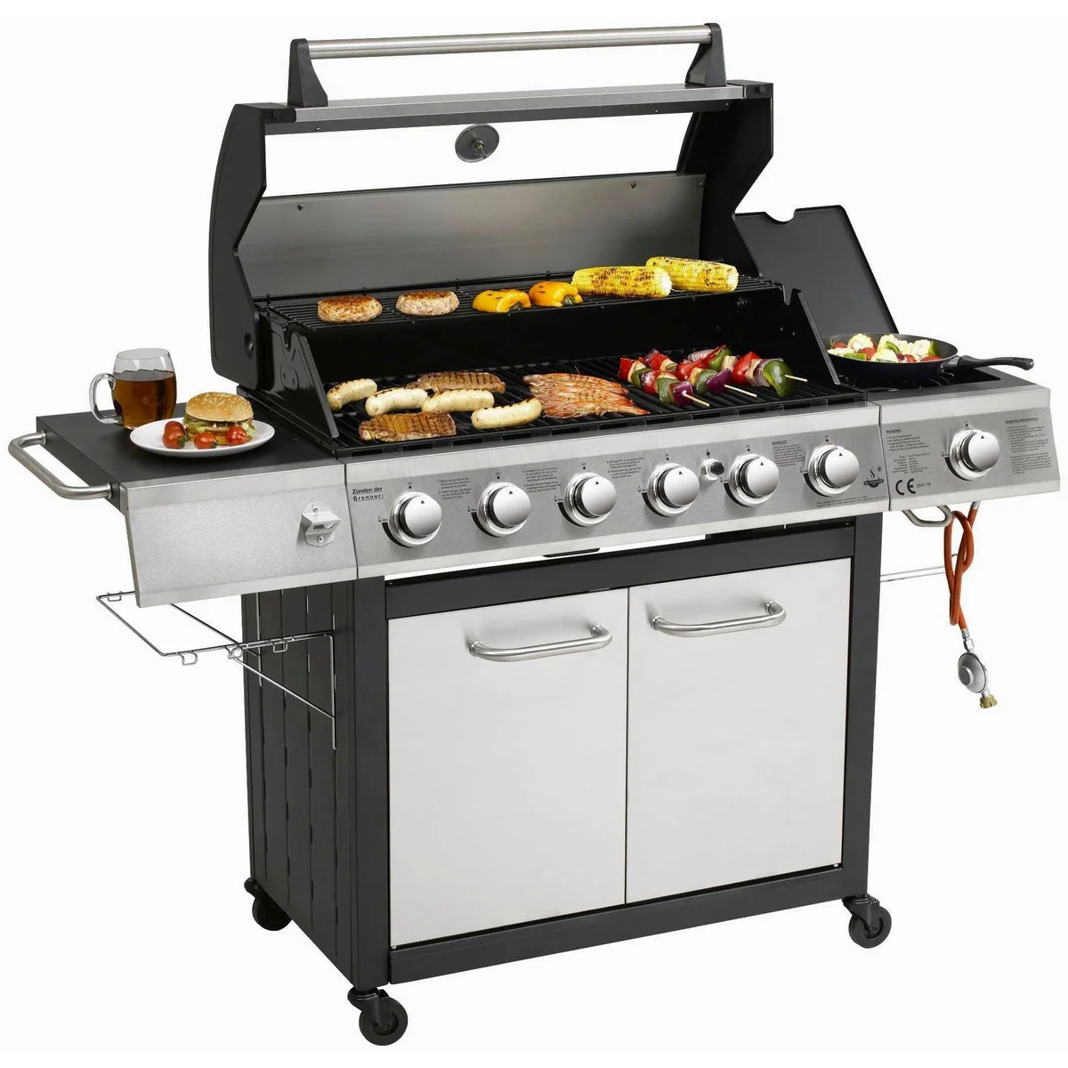 El Fuego Gasgrill Long Beach, 7 Brenner, Piezozündung, Gusseisenroste 3