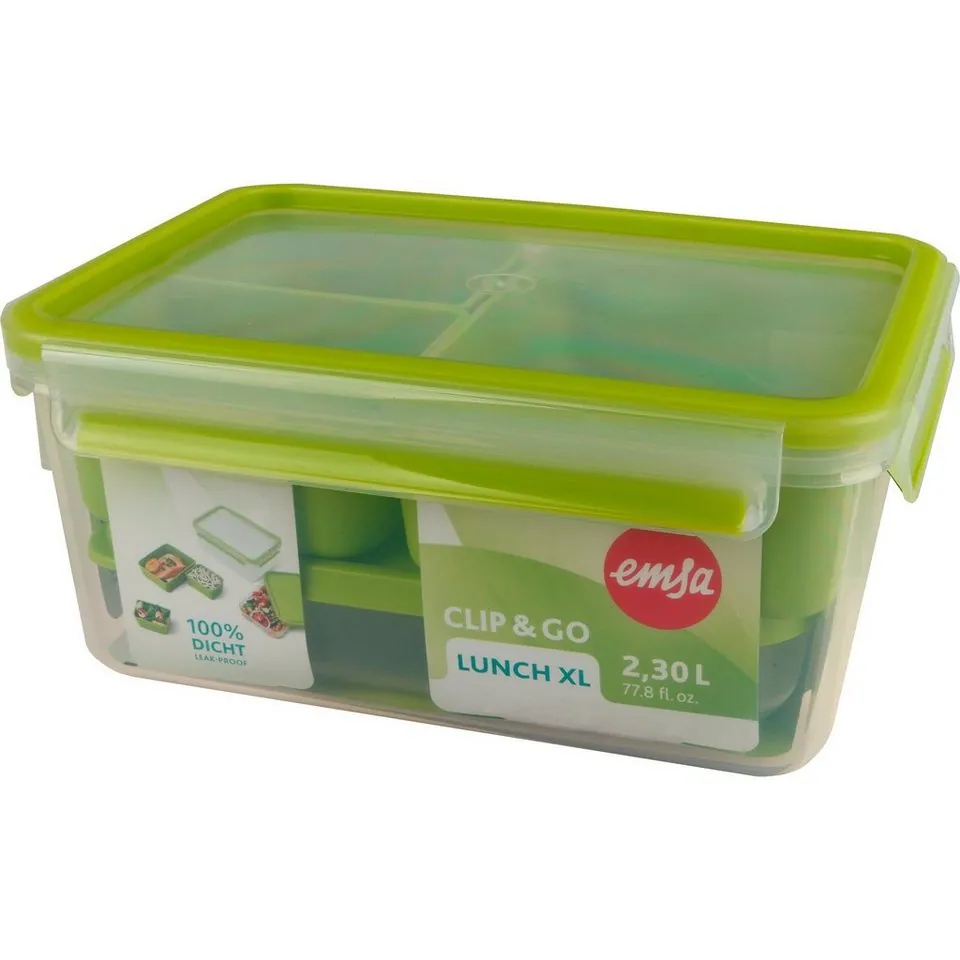 Emsa CLIP & GO Lunchbox XL, ideal für unterwegs, BPA-frei