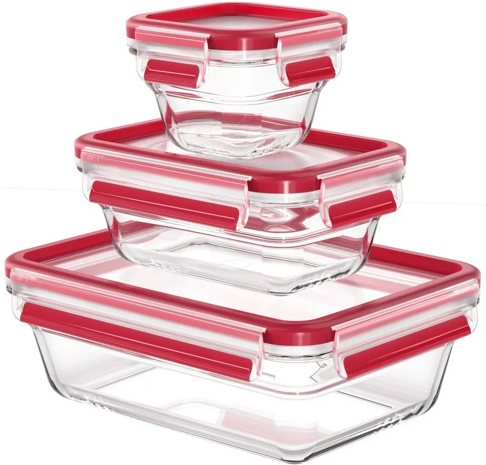 Emsa Frischhaltedose Clip & Close Glas, 3-teilig, vielseitig einsetzbar