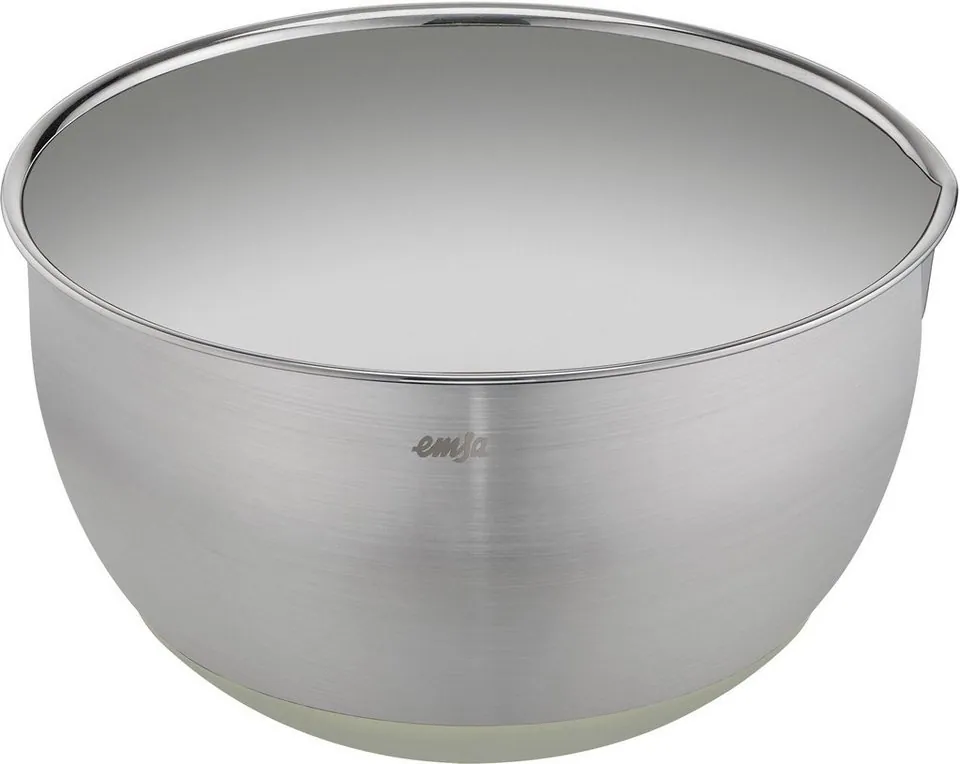 Emsa Rührschüssel K32720 Prep&Bake, 20 cm, Edelstahl, rutschfester Boden, Ausgießlippe