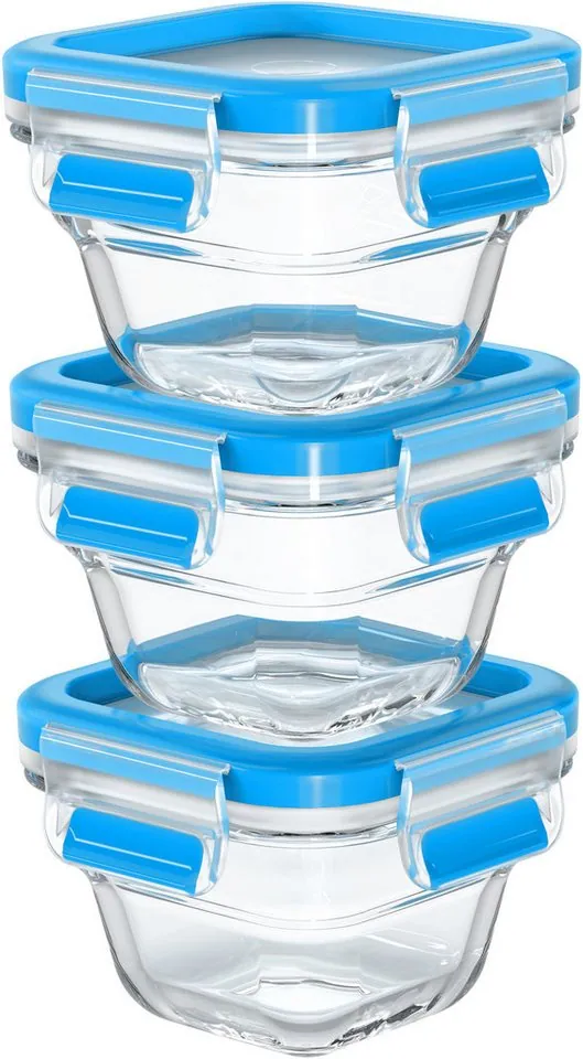 Emsa Frischhaltedose Clip & Close, 3-tlg. Set, 100% dicht, gefrierfest und mikrowellenfest