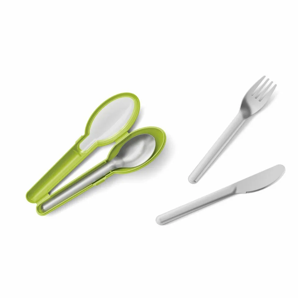 Emsa Besteck-Set Clip & Go 3-tlg., Edelstahl, praktisches Etui