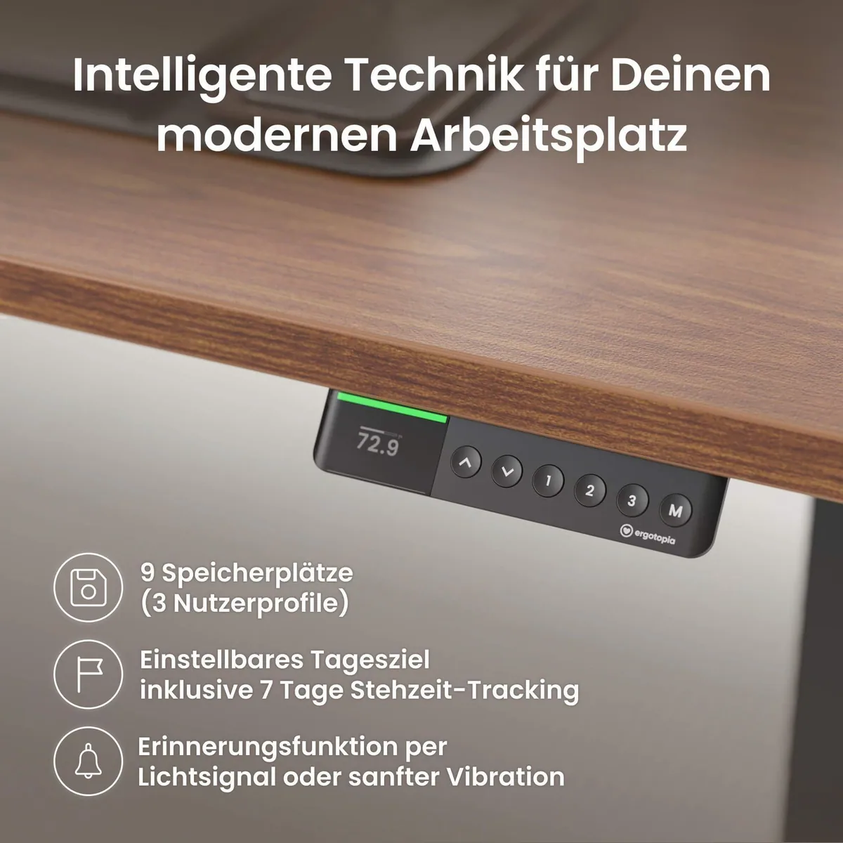 Ergotopia Pro X elektrisch höhenverstellbarer Schreibtisch, flexibel, stabil, mit OLED-Display 5