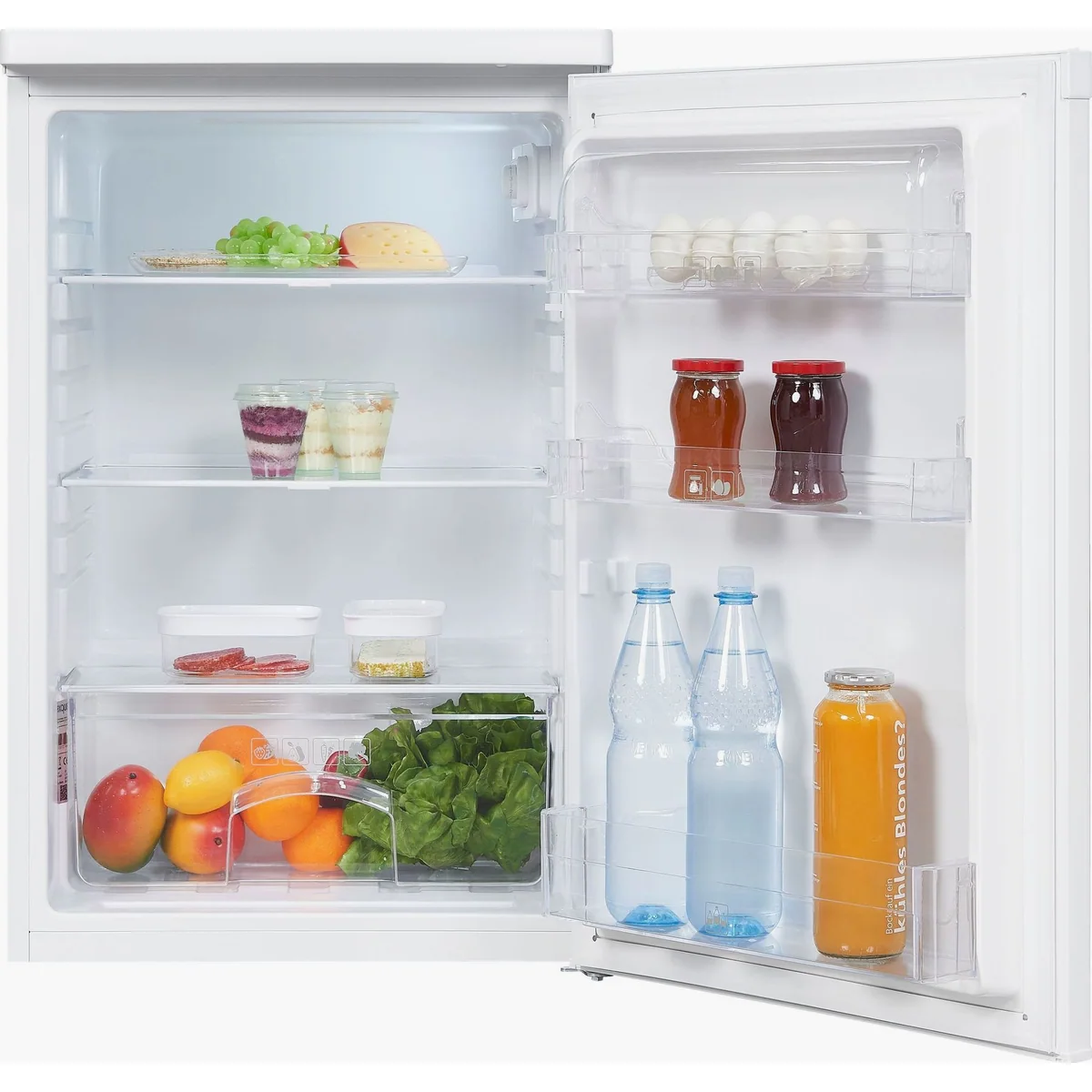 exquisit KS16-V-040E Kühlschrank, 85 cm hoch, 3 höhenverstellbare Ablagen, LED-Beleuchtung 3