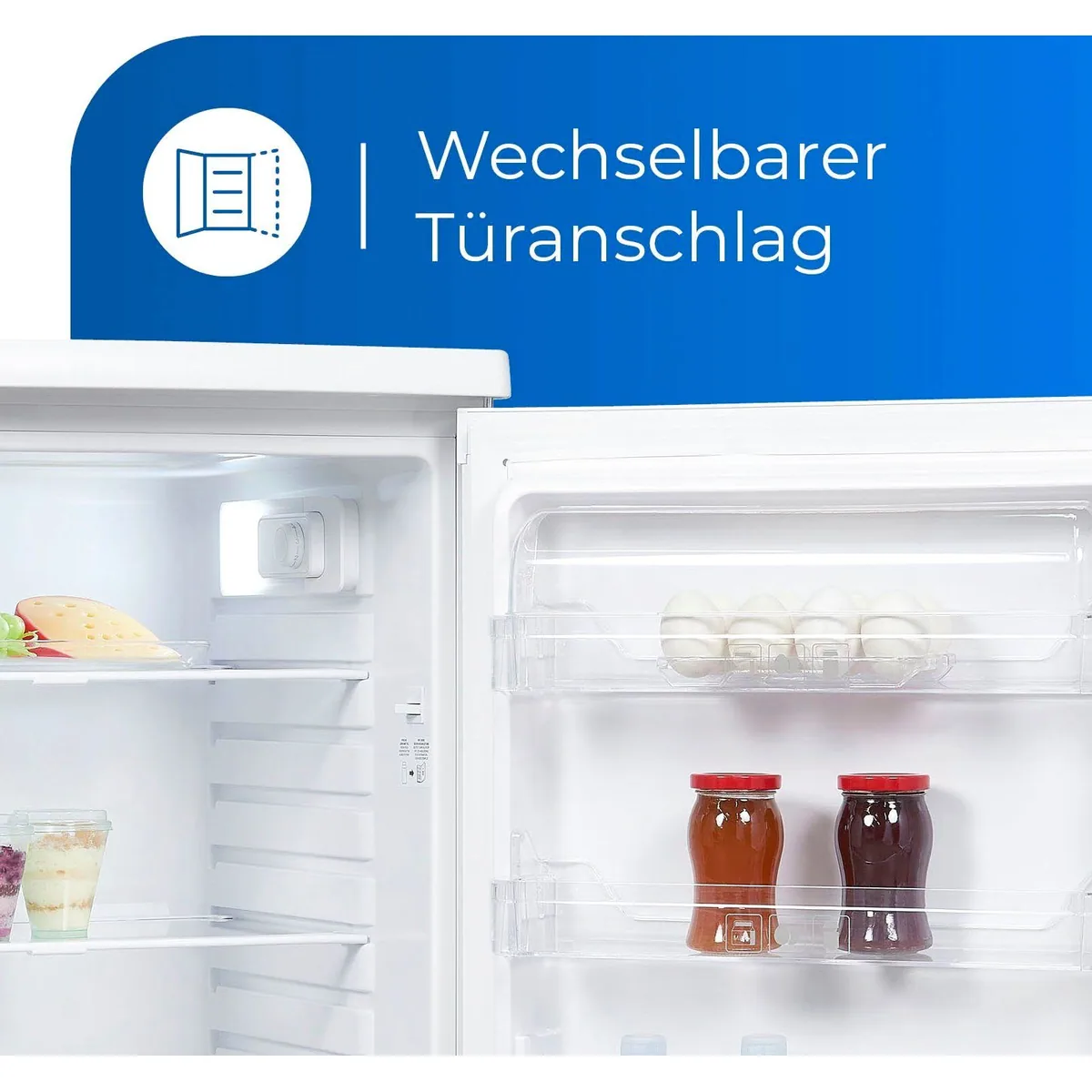 exquisit KS16-V-040E Kühlschrank, 85 cm hoch, 3 höhenverstellbare Ablagen, LED-Beleuchtung 4