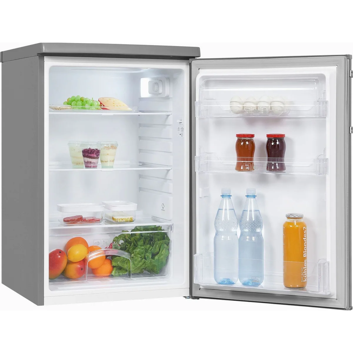 exquisit KS16-V-H-040E inoxlook Kühlschrank, 85,5 cm hoch, 55 cm breit, LED-Beleuchtung 3