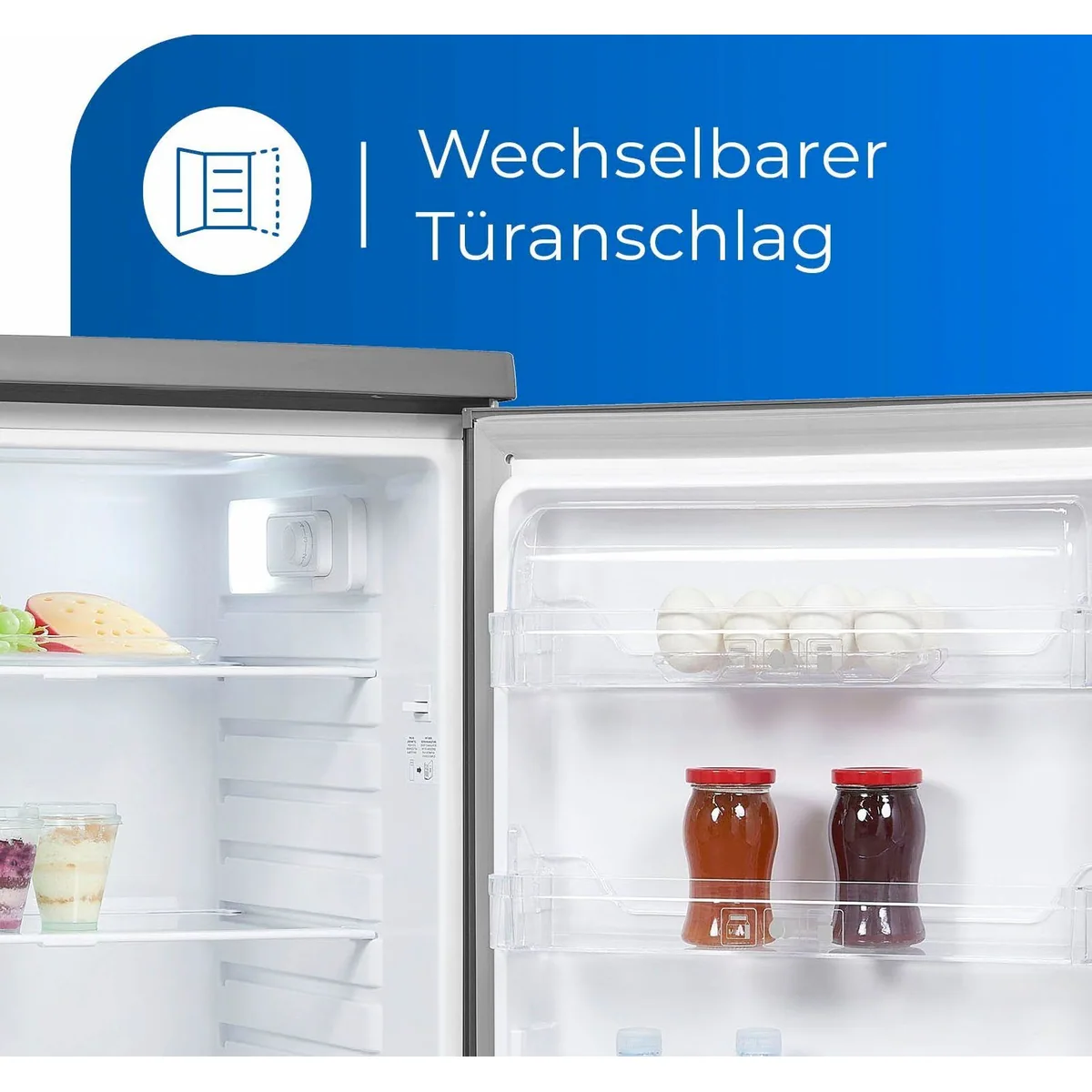 exquisit KS16-V-H-040E inoxlook Kühlschrank, 85,5 cm hoch, 55 cm breit, LED-Beleuchtung 4