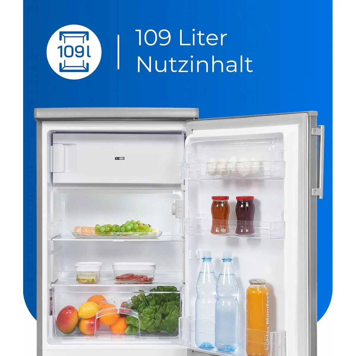 exquisit KS16-4-HE-040E Kühlschrank, 95 l Kühlvolumen, 4-Sterne-Gefrierfach, LED-Beleuchtung 5