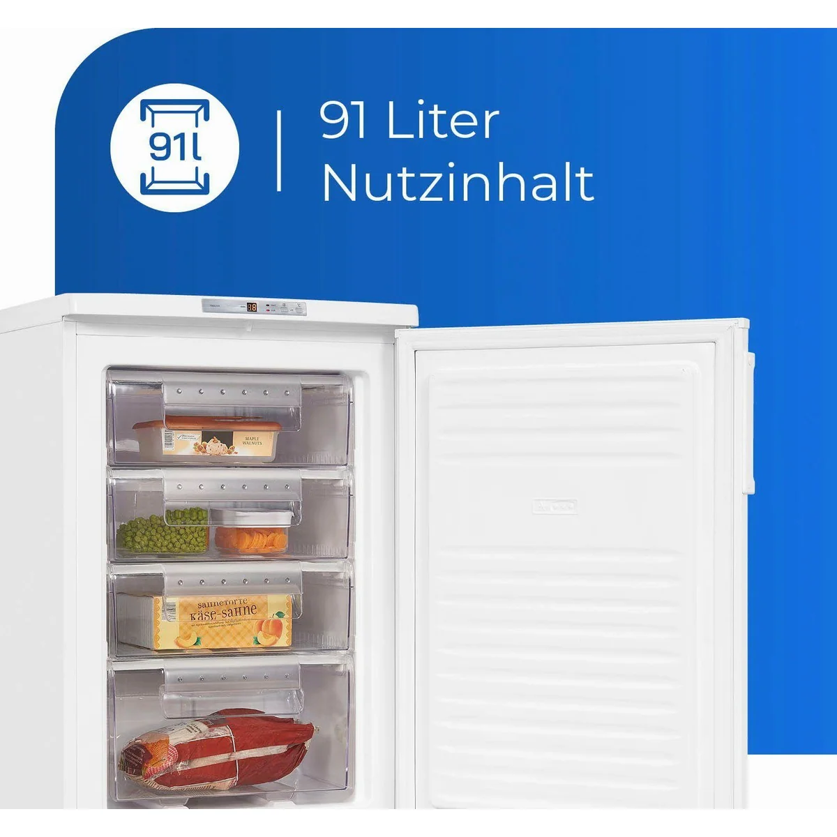 Exquisit GS80-HE-040E Gefrierschrank, 4 Schubladen, 91 l Volumen, 85,5 cm hoch 4