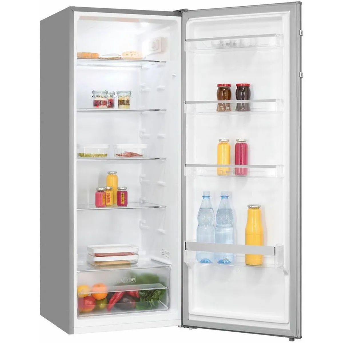 exquisit KS320-V-H-040D Vollraumkühlschrank, 242 l Volumen, fünf Glasablagen, Gemüseschublade 2