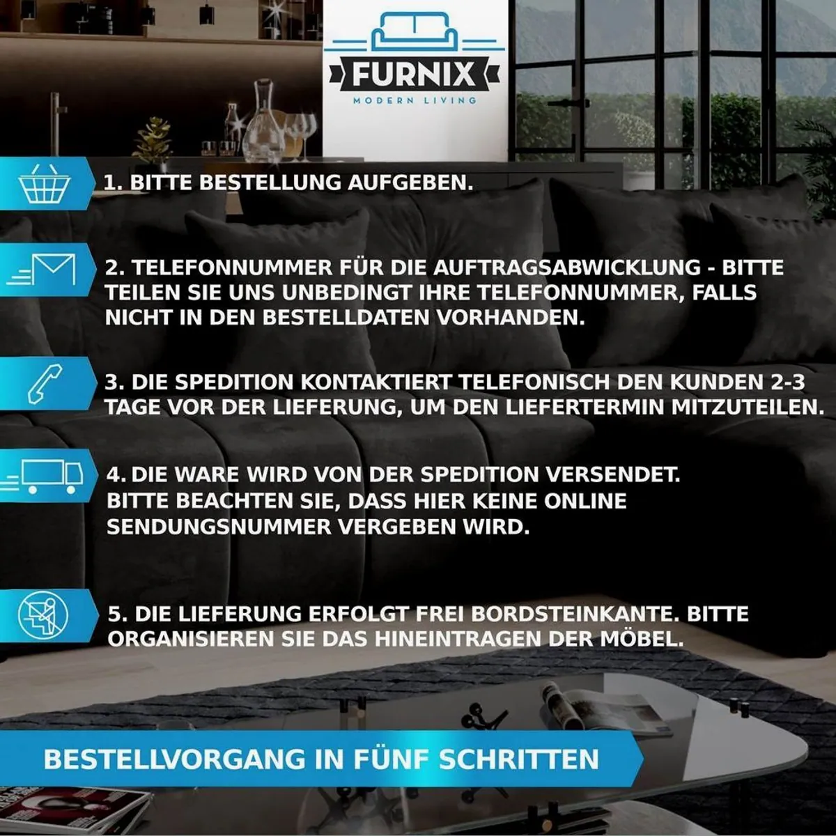 Furnix Calvani U Sofa, großzügige Schlaffunktion, vielseitiger Bettkasten 4