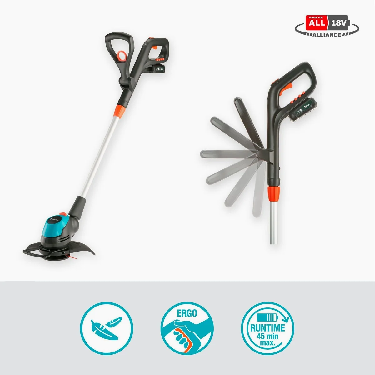 GARDENA Akku-Rasentrimmer EasyCut 23/18V P4A, 23 cm Schnittbreite, inkl. Akku und Ladegerät 4
