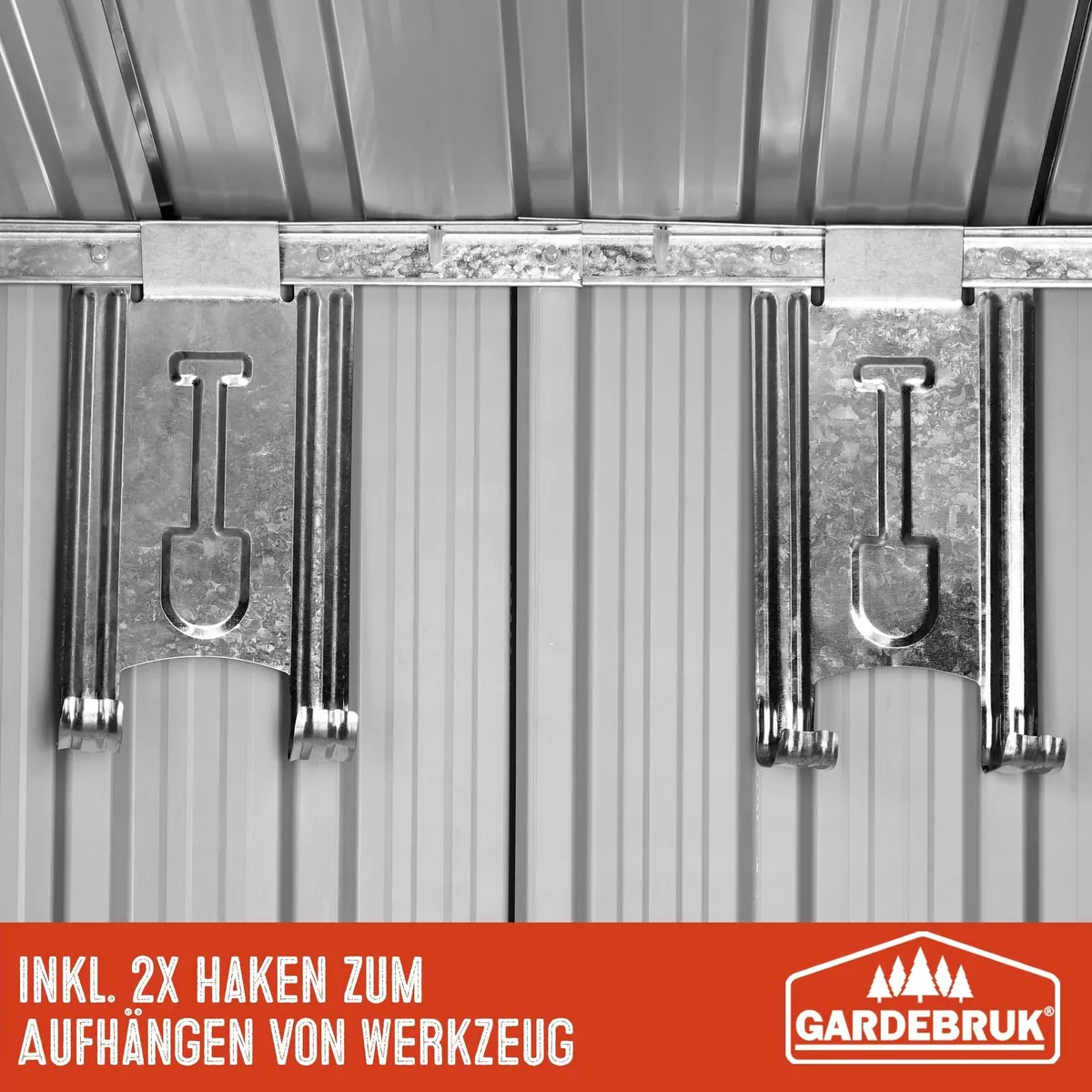 Gardebruk Gerätehaus L, 3,4 m³ mit Fundament, anthrazit — Schiebetür, 2 Fenster, Kantenschutz 3