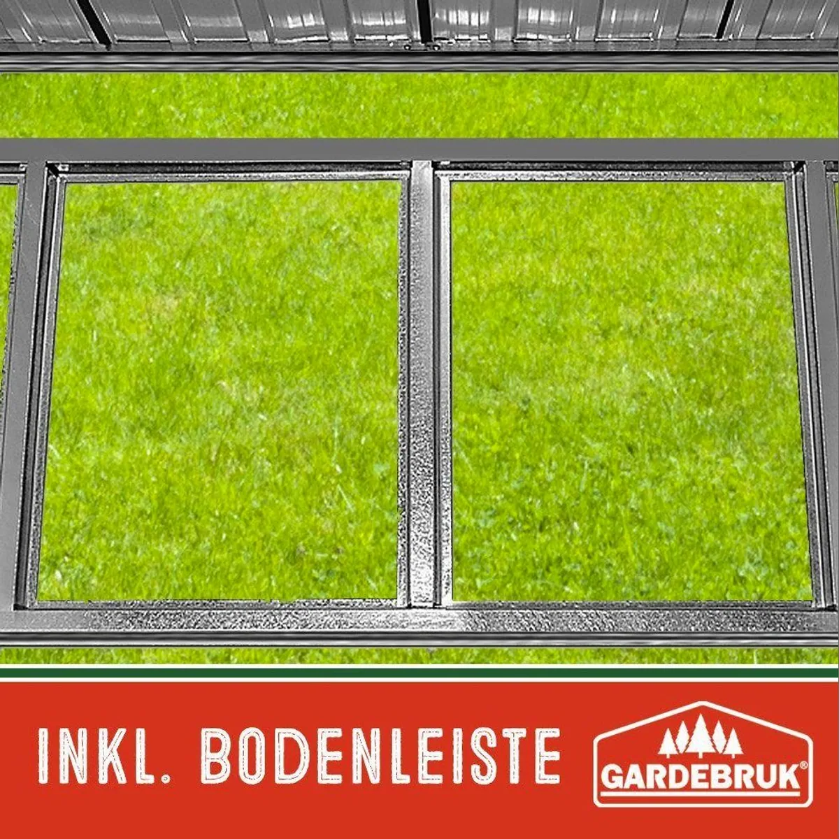 Gardebruk Gerätehaus L, 3,4 m³ mit Fundament, anthrazit — Schiebetür, 2 Fenster, Kantenschutz 4
